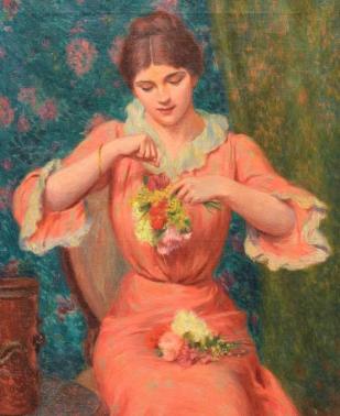 Femme au bouquet - F. Zandomeneghi